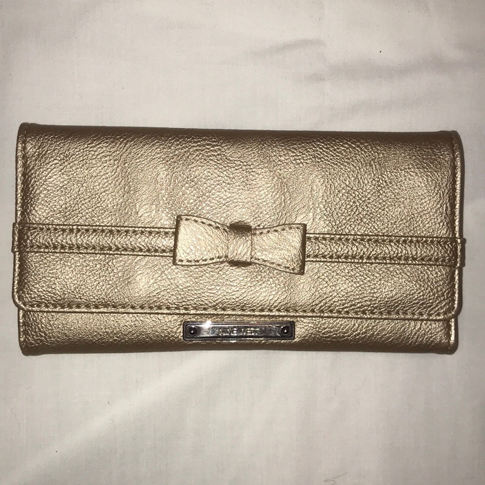 Nine West gold wallet with bow
